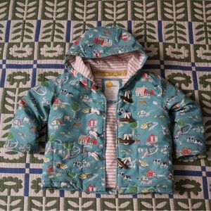 Baby Boden Teal Farm Print Jacket